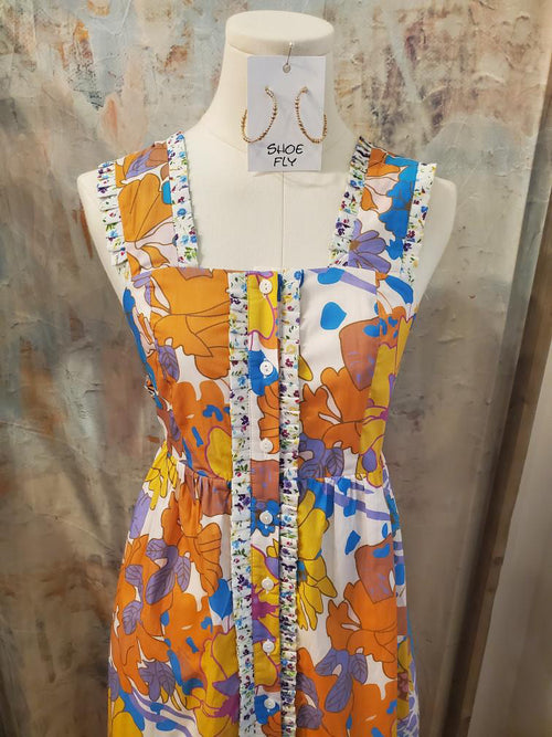 Square Neckline Sleeveless Dress with Back Bow