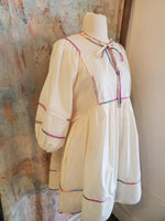 Babydoll Piping Cream Dress with Pockets