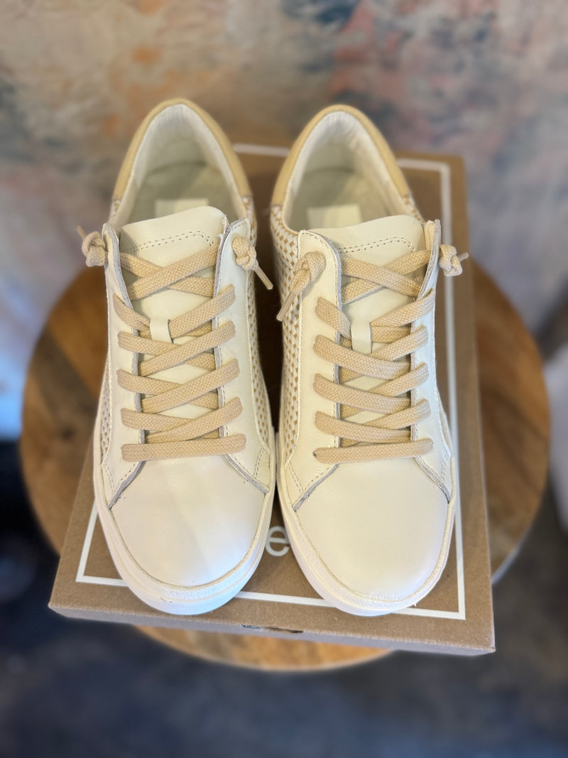 Zina Tan Cream Raffia Sneakers