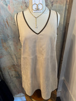 V Neck Suede Shift Dress with Pockets