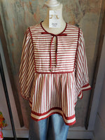 Stripe Peplum Tie Front Top