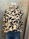 Floral Jacquard Navy/Beige Sweater