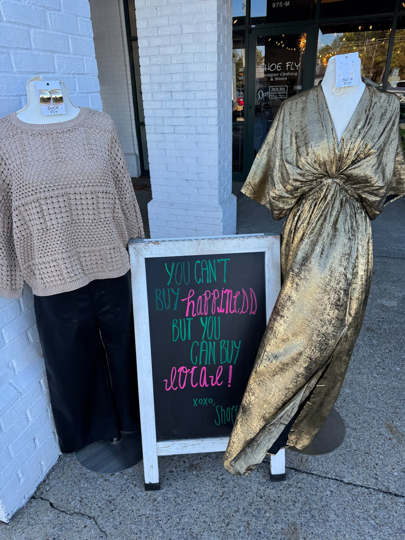 Rose Gold Shimmer Top 3/4 Sleeve