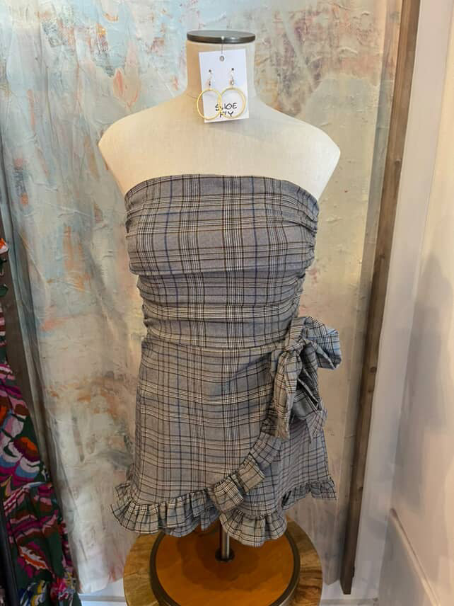 Brown Plaid Romper