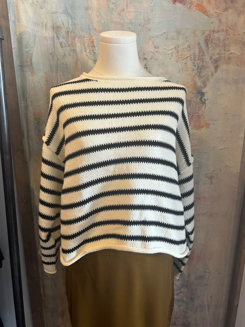 Striped Boxy Sweater Top