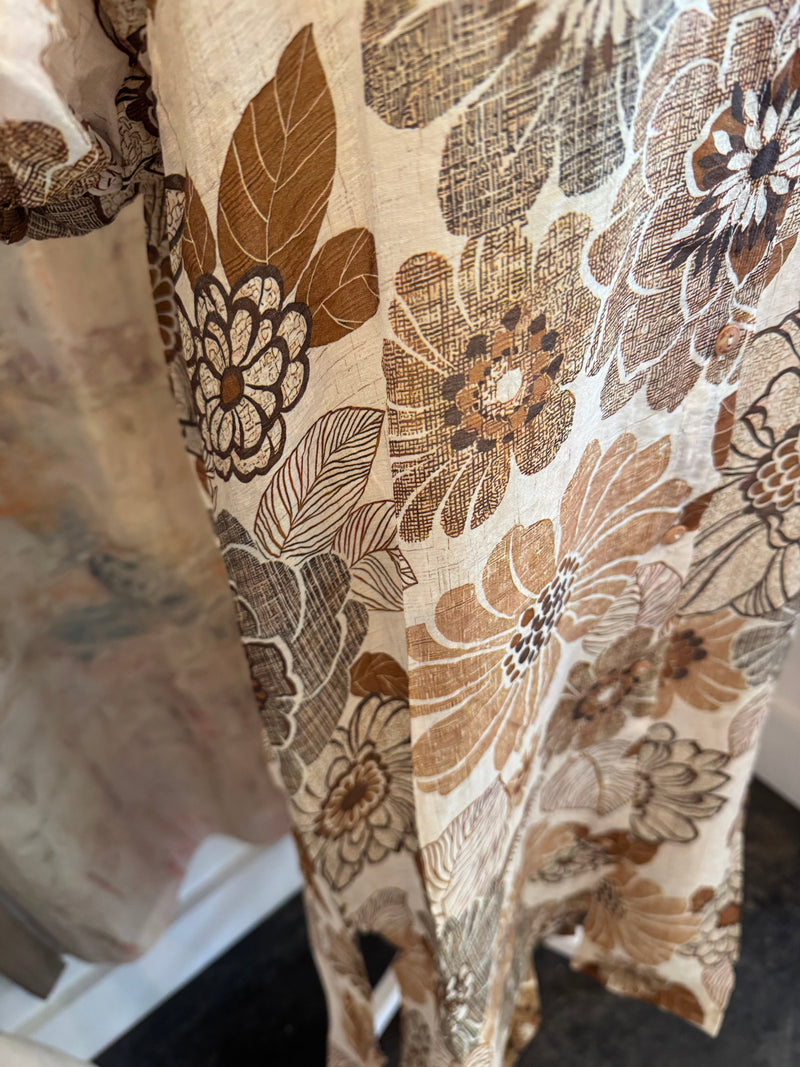Lightweight Puff Sleeve Floral Dress with Pockets