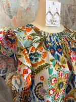 Flutter Sleeve Floral Print Top