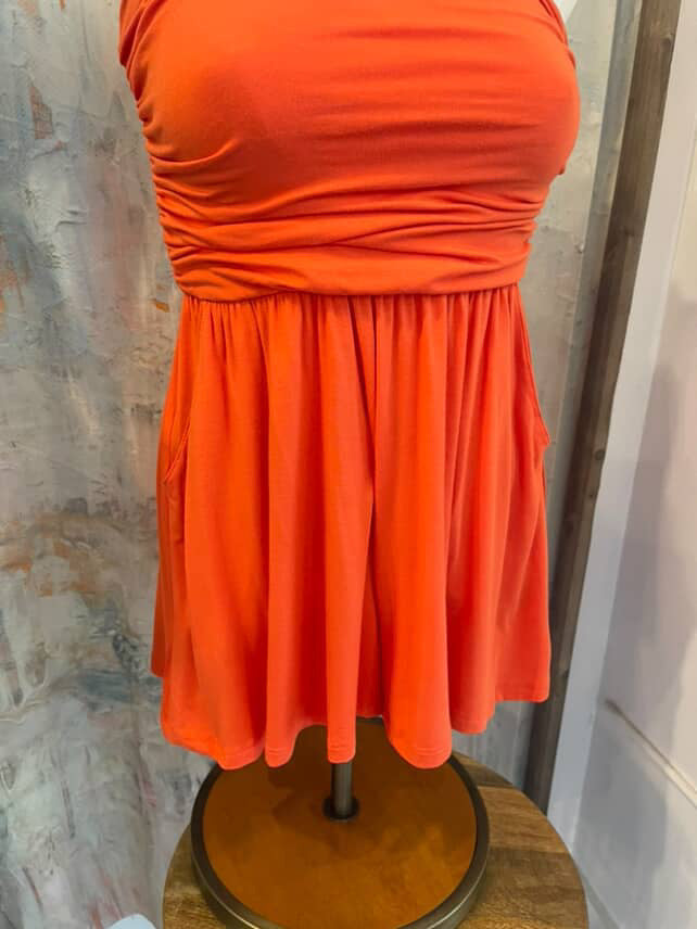 Shirring Detail Strapless Romper