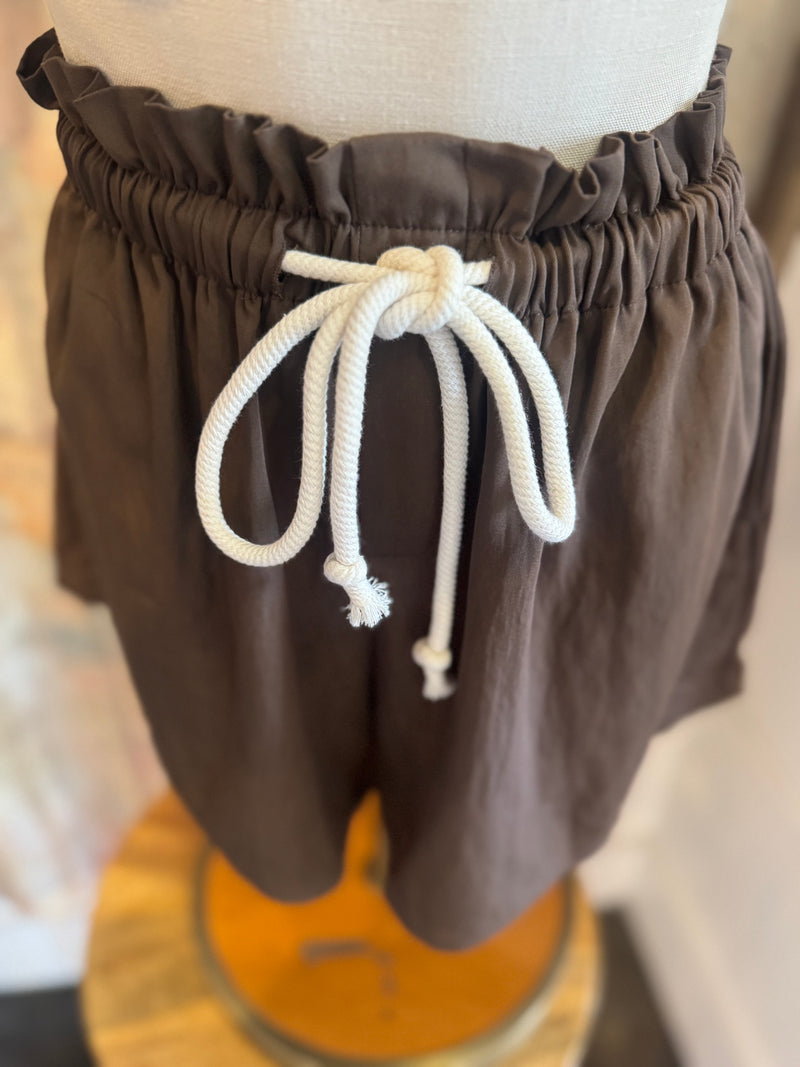 High Waist Drawstring Waist Shorts