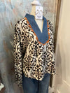 Long Sleeve Print V Neck Top