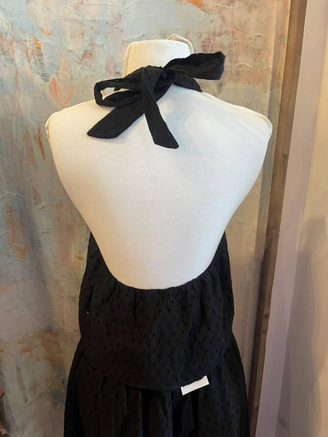Eyelet Halter Tie Back Top