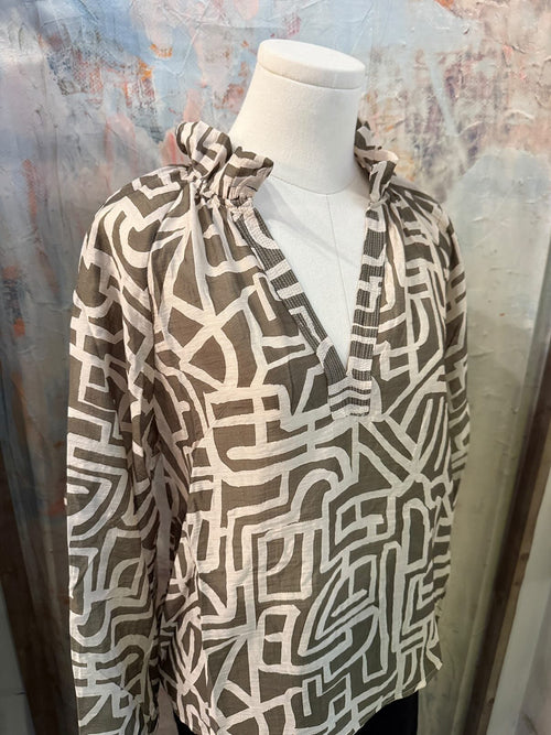 Long Sleeve Abstract Pattern Top