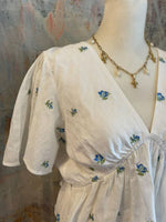 Flutter Sleeve V Neck Floral Top