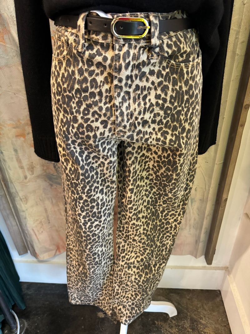 High Rise Straight Leg Leopard Print