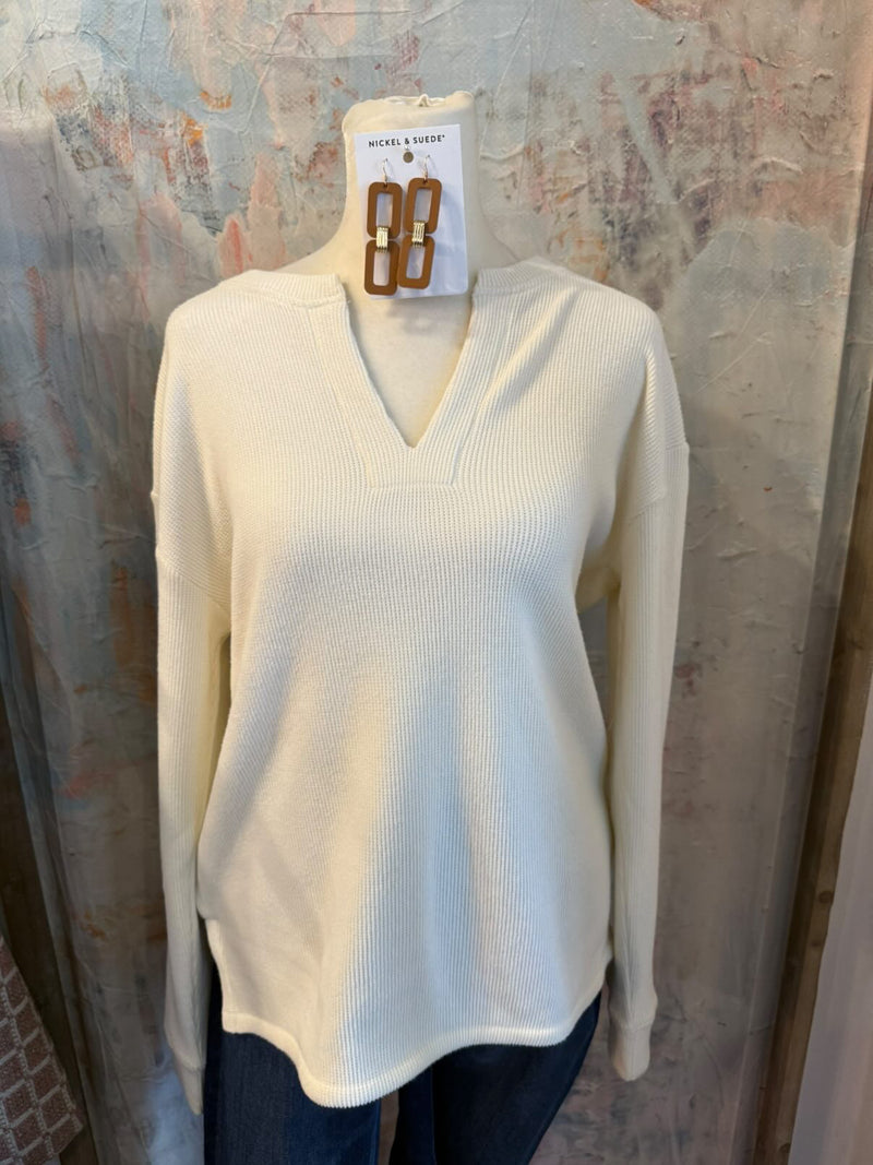 V Neck Super Soft Ribbed Top