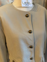 Faux Leather Jacket with Bronze Button Detail