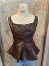 Faux Leather Peplum Top__