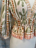 Peplum Detail V Neck Top