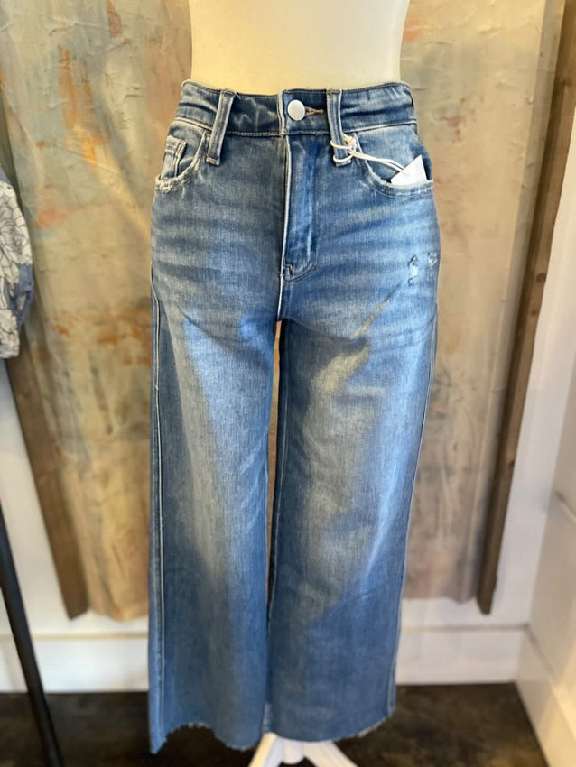 High Rise Slim Wide Leg Denim