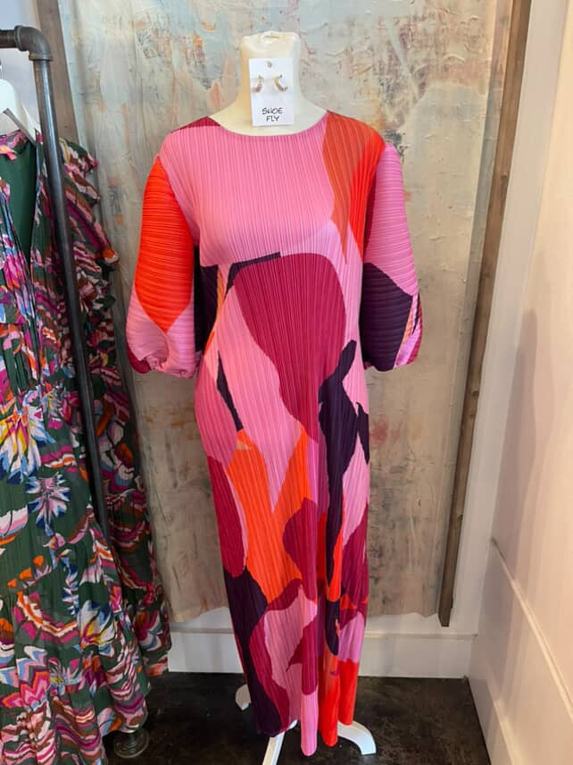 Multi Color 3/4 Sleeve One Size Dress