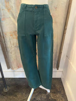 High Rise Ankle Flare Patch Pocket Jeans
