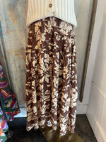 Brown Floral High Low Skirt