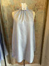 Tie Back Halter Neck Satin A Line Dress