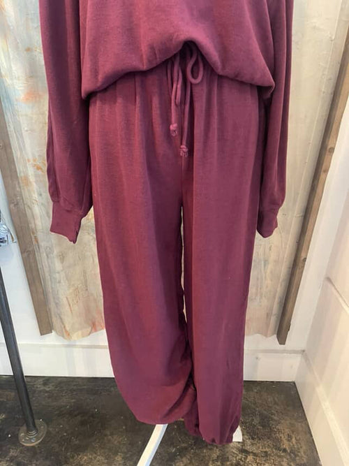 Dark Cherry Knit  Sweatpants with Pockets