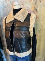 Shearling Faux Leather Color Block Vest