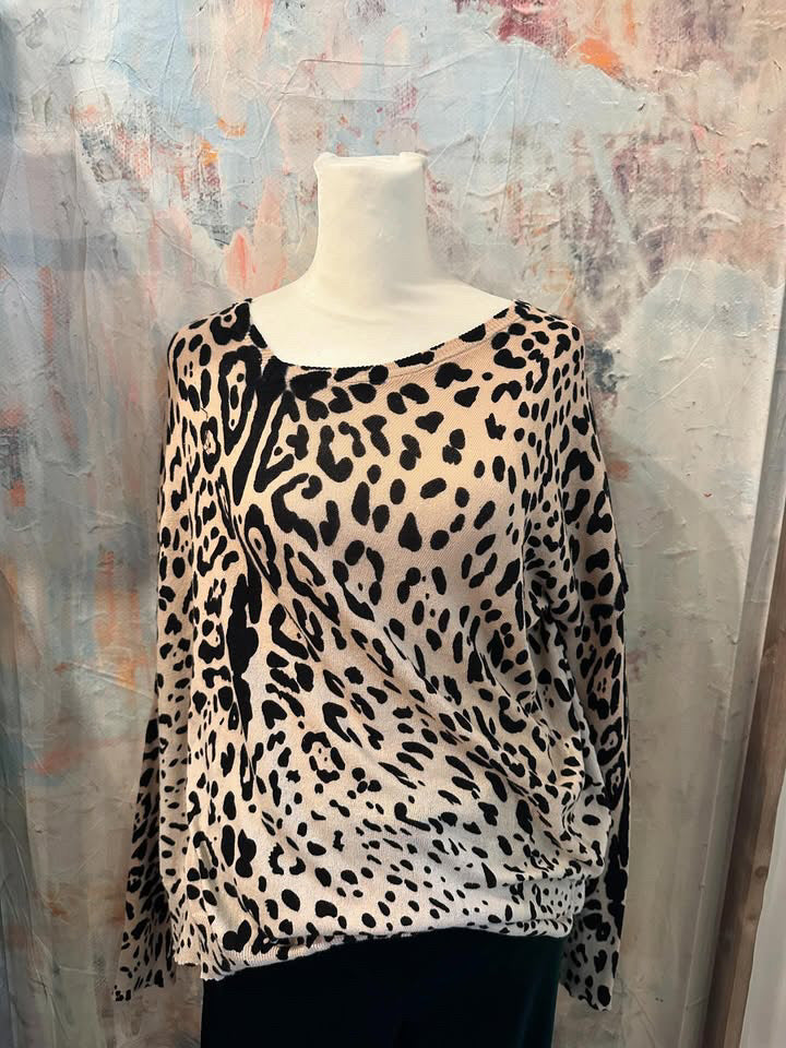 V Neck Animal Print Sweater Top