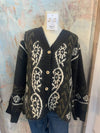 Black Print Cardigan with Pockets