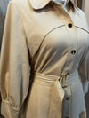 3/4 Sleeve Cream Button Up Dress with Pockets