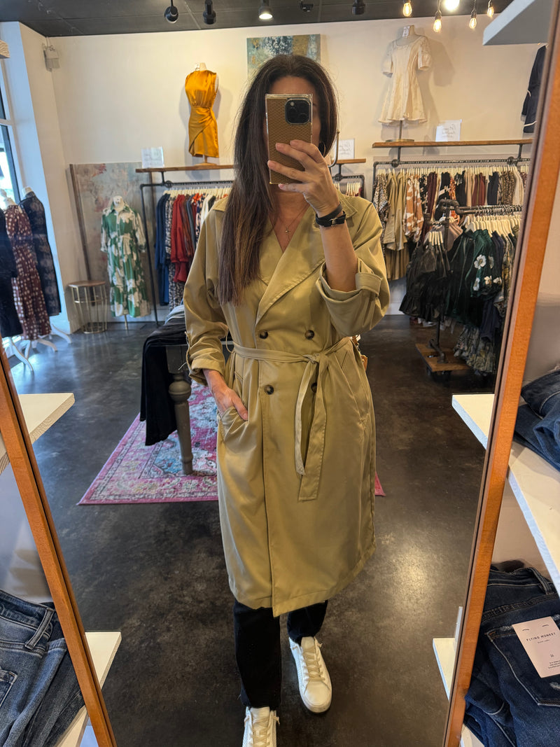 Double Breasted Trench Coat with Tie Waist