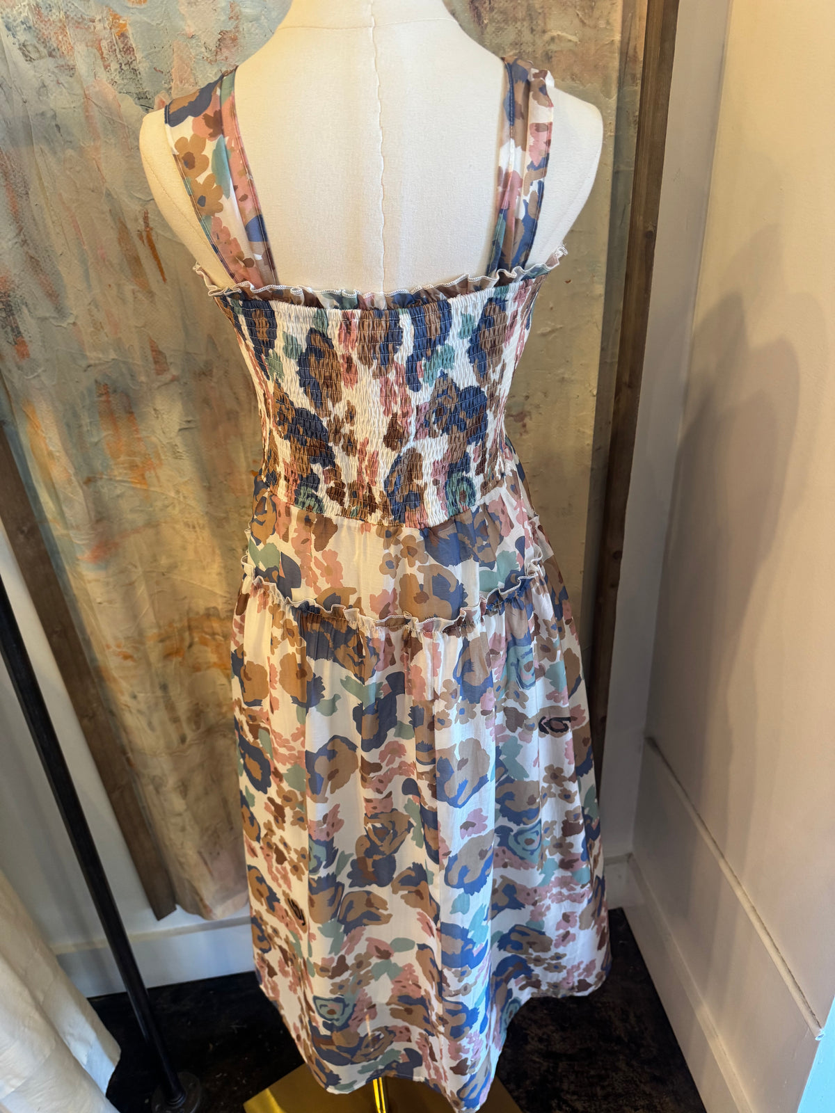 Floral Smocked Midi Dress__