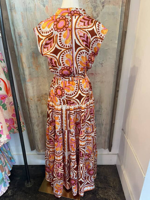 Floral Tiered Mai Dress with Drawstring Waist