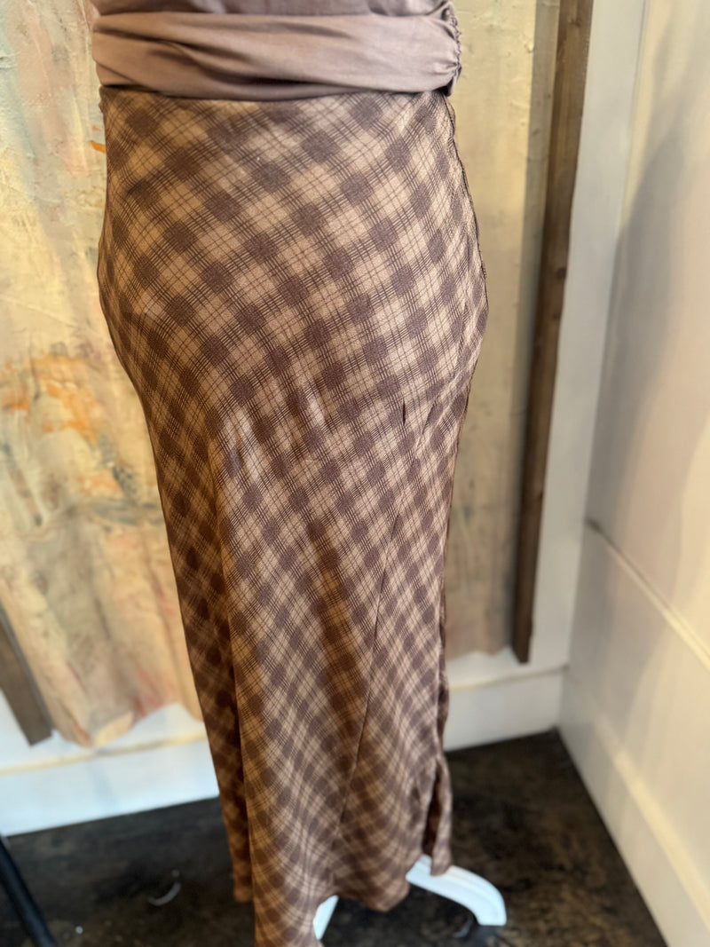 Plaid High Waist Midi Skirt