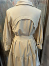 3/4 Sleeve Cream Button Up Dress with Pockets