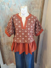 Peplum Floral Top with Detail Collar