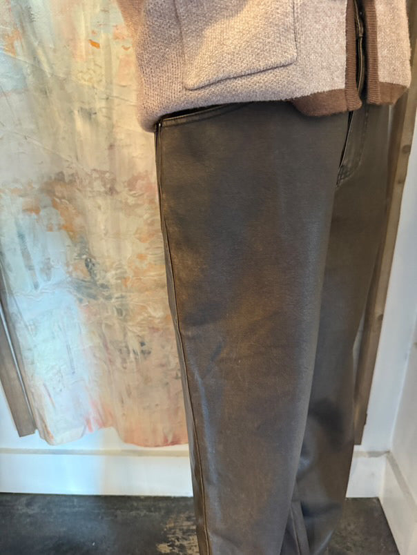 Distressed Faux Leather Pants