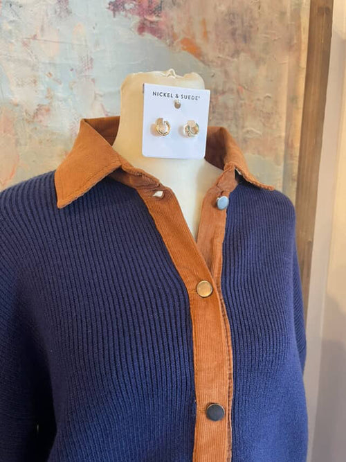Corduroy Contrast Sweater Top