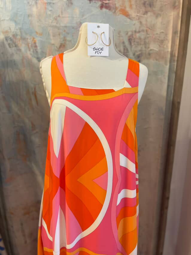 Orange Multi Midi Dress