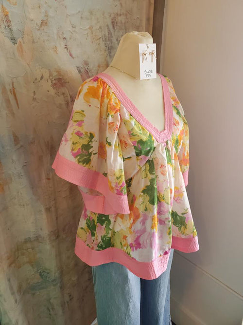 Baby Doll Pink Print Top