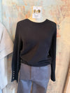 Sweater Top with Sleeve Button Detail
