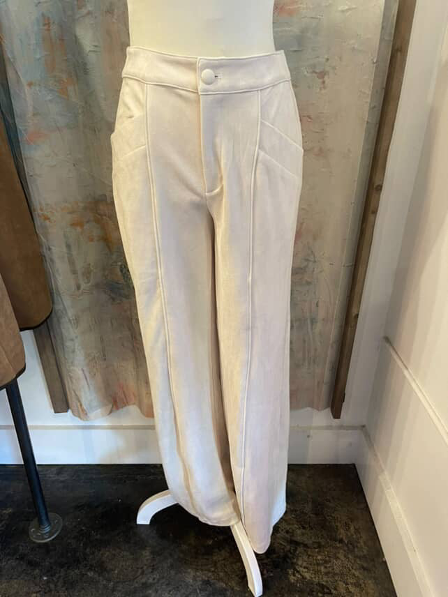 Suede Wide Pants with Pocket Detail