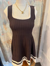 Ribbed Scoop Neck Border Dress