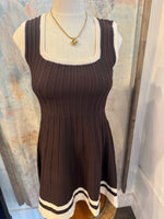 Ribbed Scoop Neck Border Dress