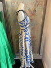 Tie Strap Blue Print Dress with Pockets