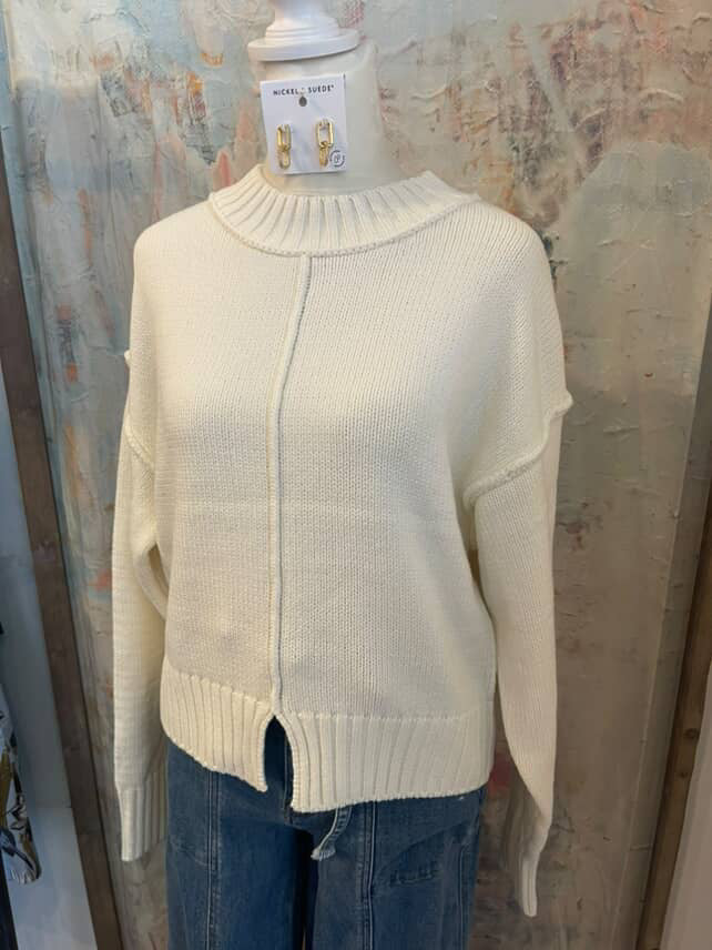 Crew Neck Seam Detail Sweater