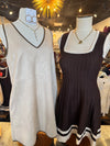 Ribbed Scoop Neck Border Dress