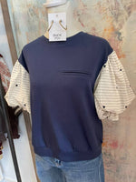 Navy Cream Combo Top